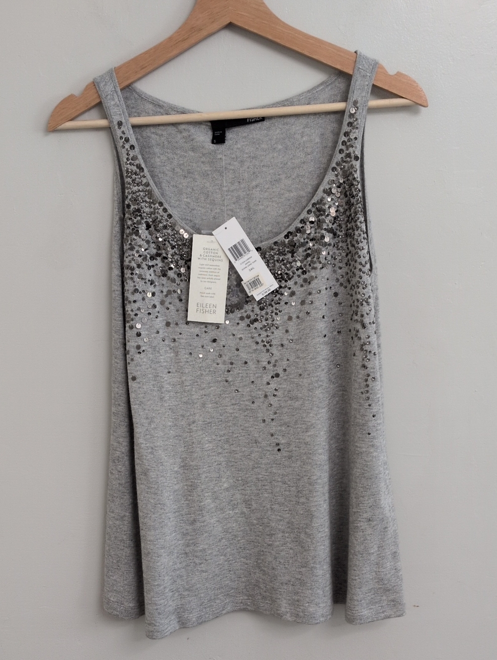 Eileen Fisher Cotton/Cashmere Sequined Tank